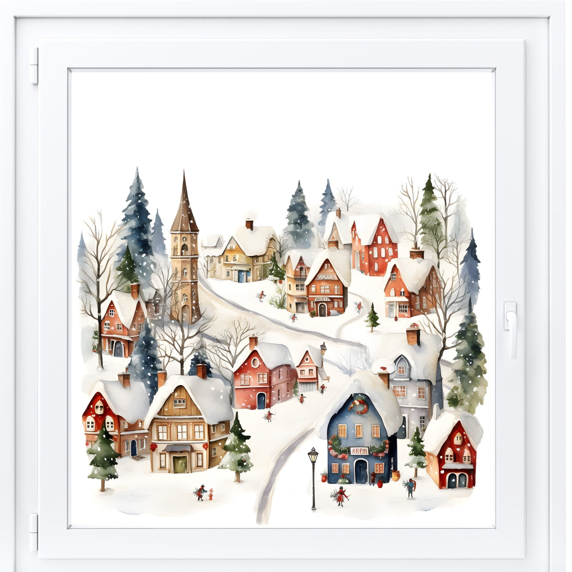 Double-Sided Christmas Window Sticker: Reusable Winter Scene Decal Creative Windows