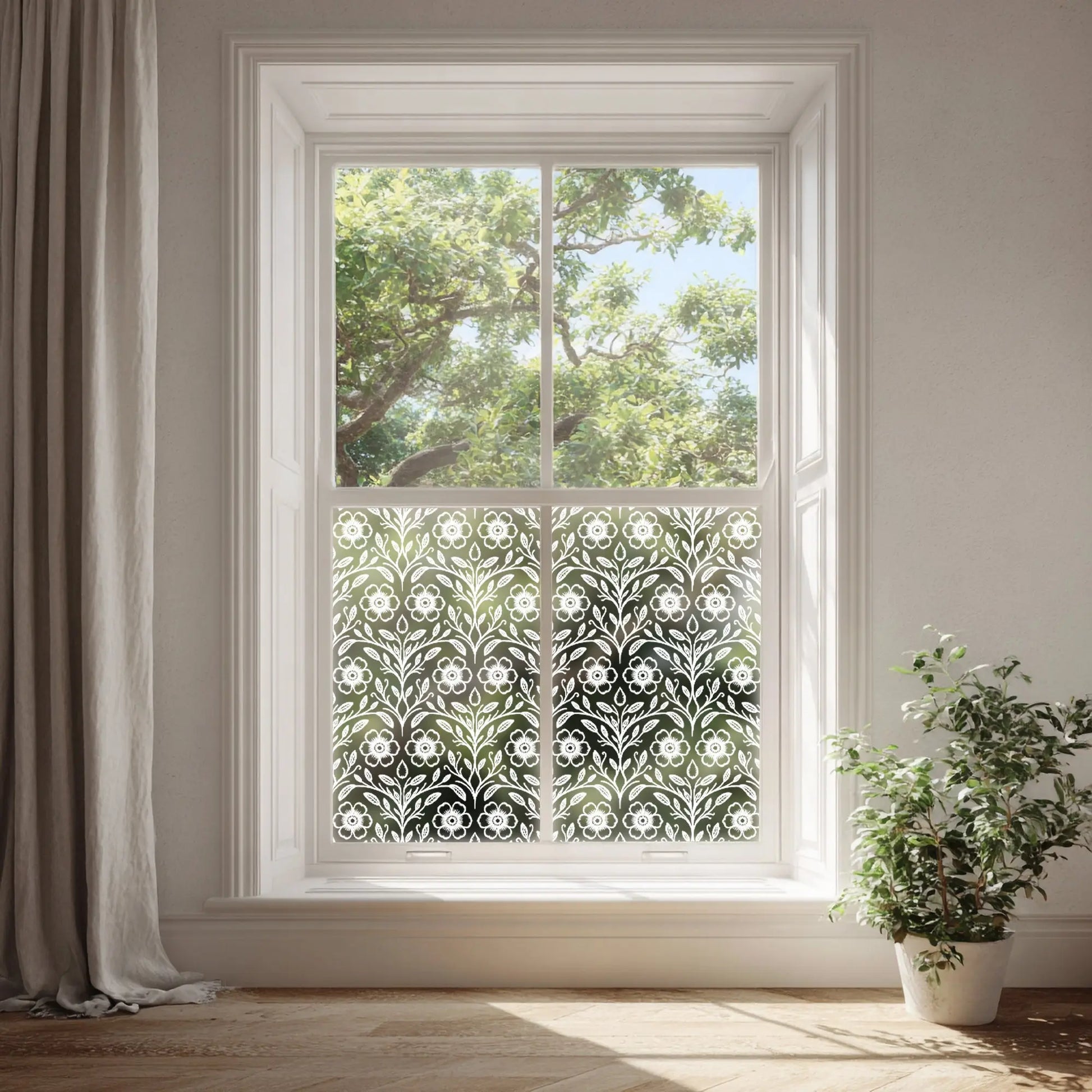 Cropalati Frosted Floral Patterned Privacy Window Film Creative Windows