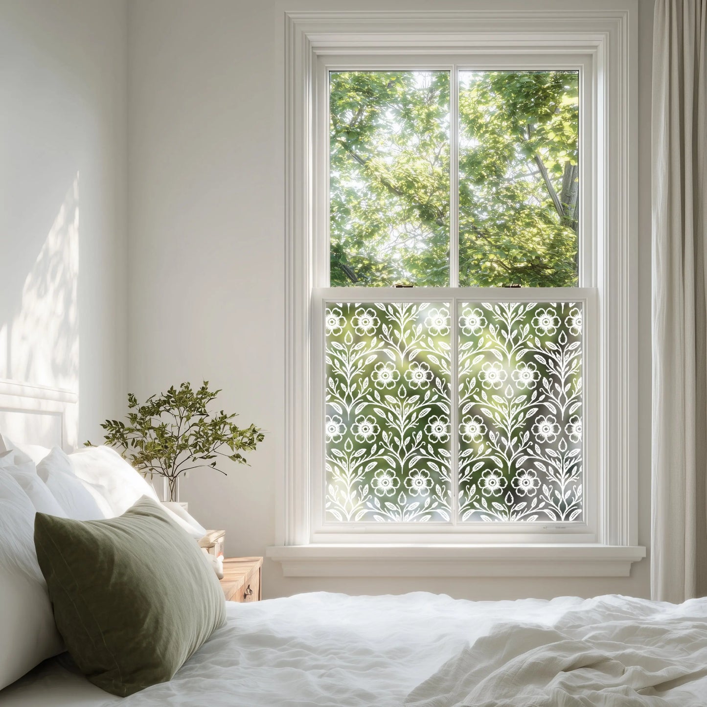 Cropalati Frosted Floral Patterned Privacy Window Film Creative Windows