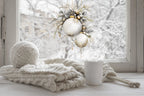White and Gold Bauble Christmas Window Sticker – Double Sided Reusable Festive Decor Creative Windows