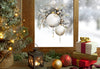 White and Gold Bauble Christmas Window Sticker – Double Sided Reusable Festive Decor Creative Windows