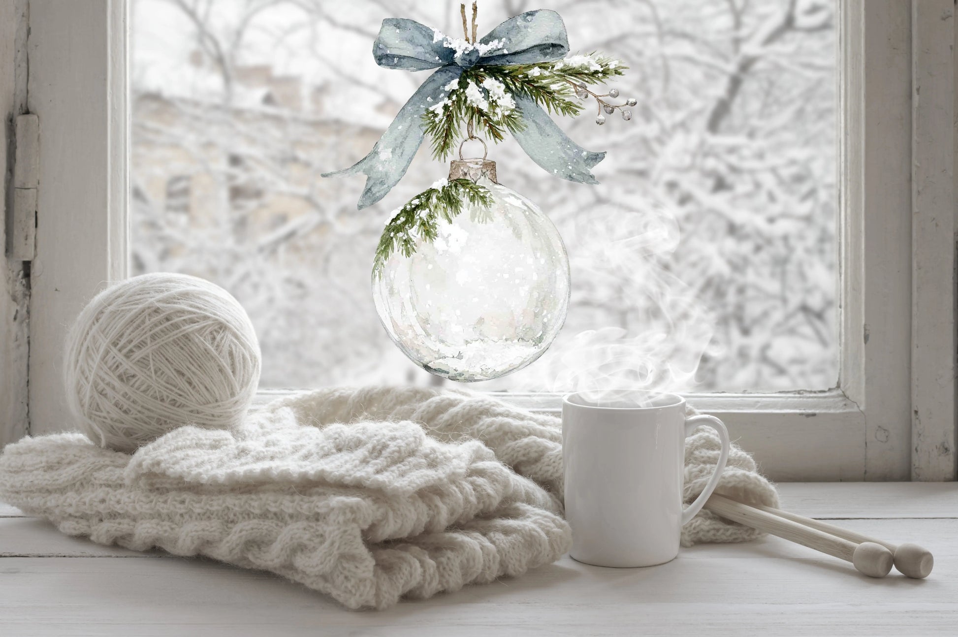 Double Sided Reusable Frosted Christmas Bauble Window Sticker Creative Windows