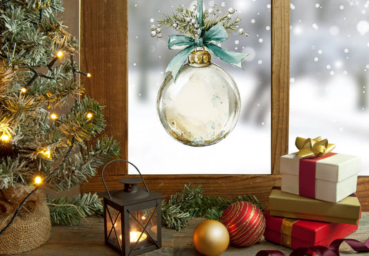 Gold Bauble Christmas Window Sticker Double Sided Reusable Creative Windows