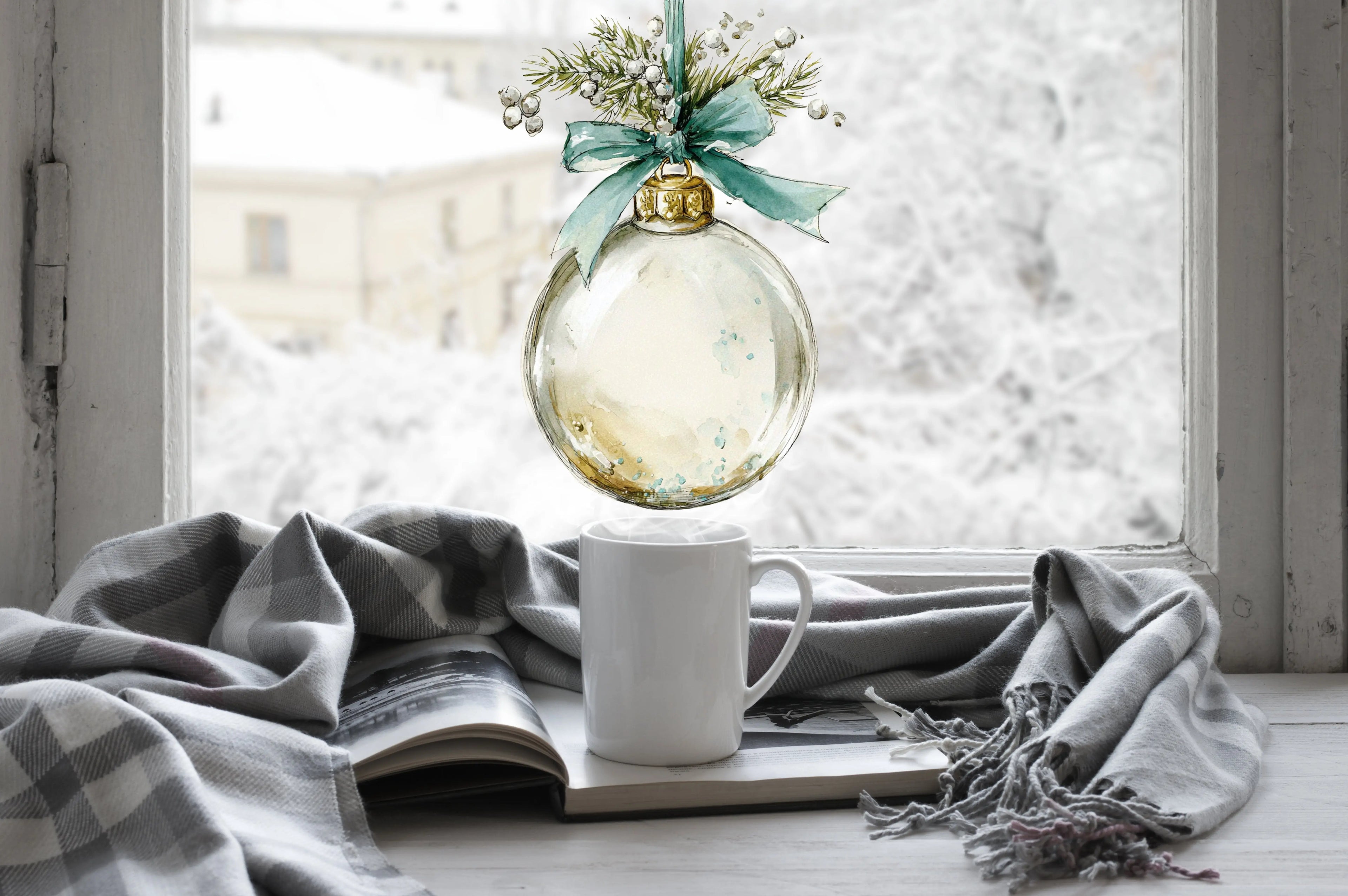 Gold Bauble Christmas Window Sticker Double Sided Reusable Creative Windows
