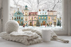 Double-Sided Christmas Window Sticker, Winter Village Reusable Decal Creative Windows