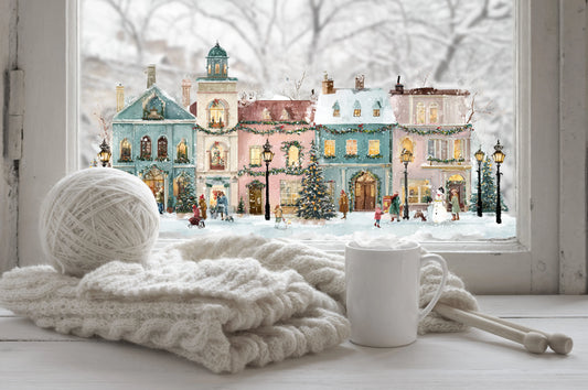 Double-Sided Christmas Window Sticker, Winter Village Reusable Decal Creative Windows