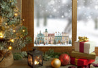 Double-Sided Christmas Window Sticker, Winter Village Reusable Decal Creative Windows