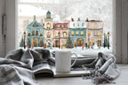 Double-Sided Christmas Window Sticker, Winter Village Reusable Decal Creative Windows