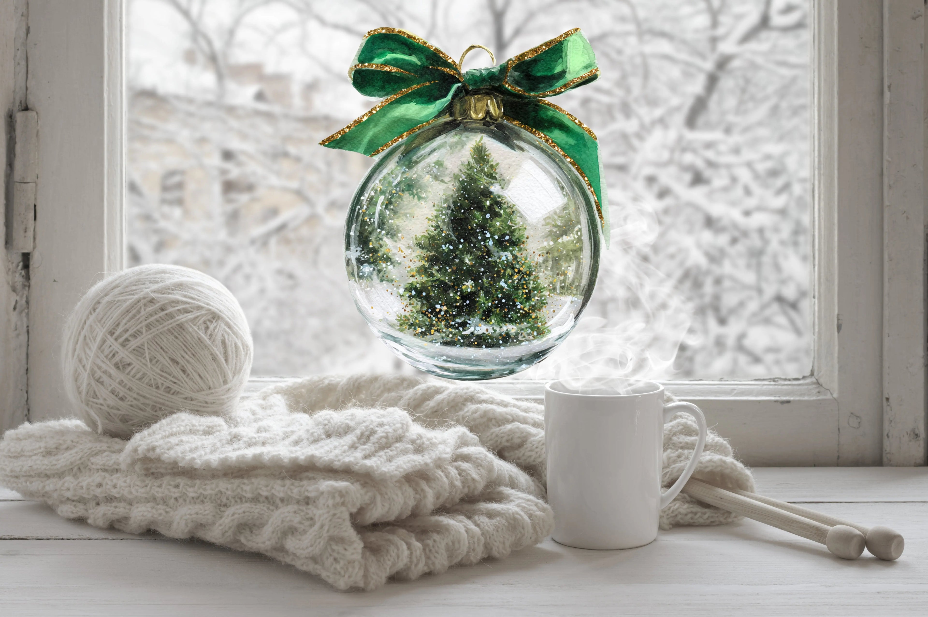 Reusable Christmas Bauble Window Sticker Set, Double-Sided Creative Windows