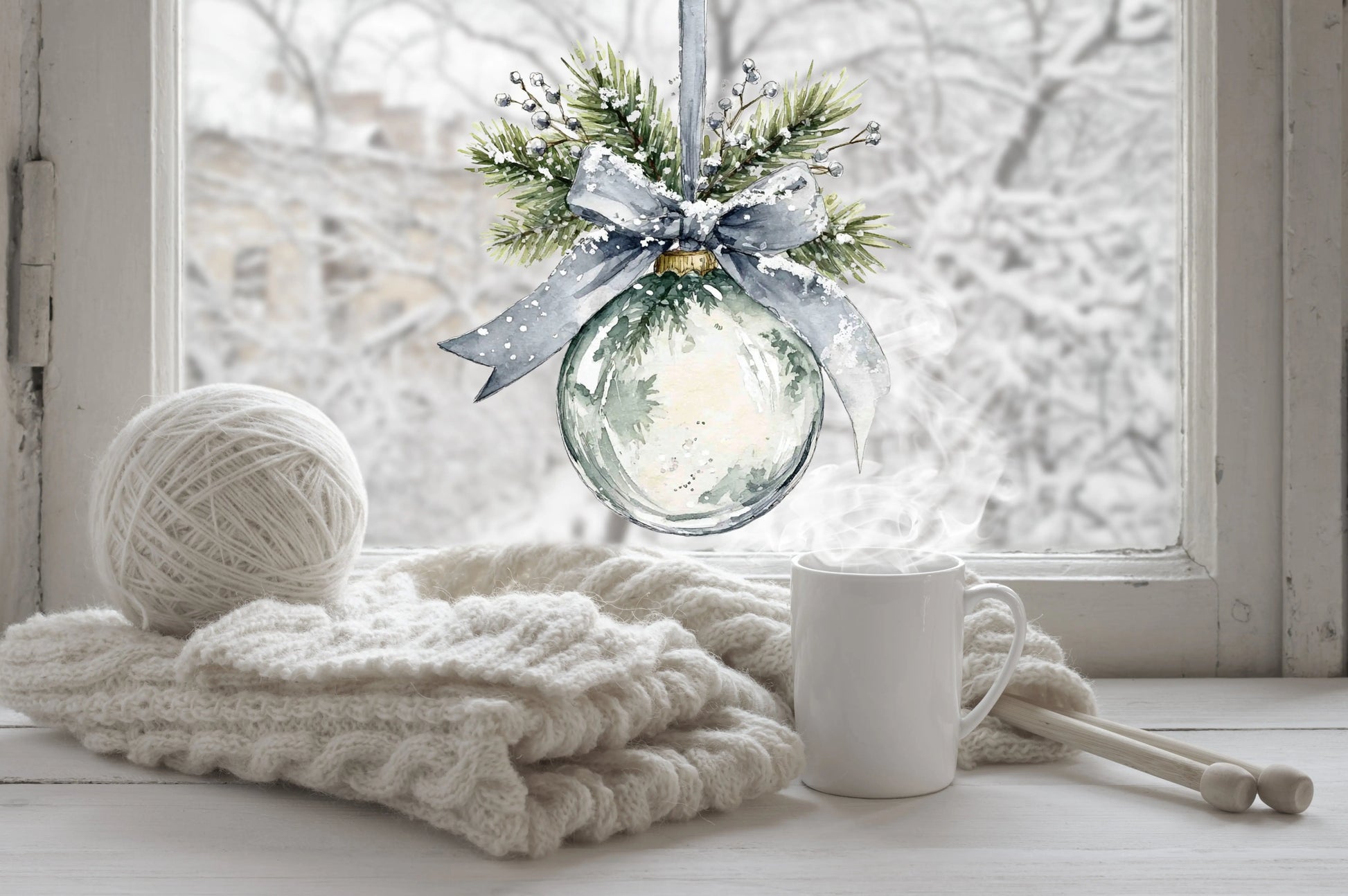 Elegant Frosted Bauble Christmas Window Sticker Creative Windows