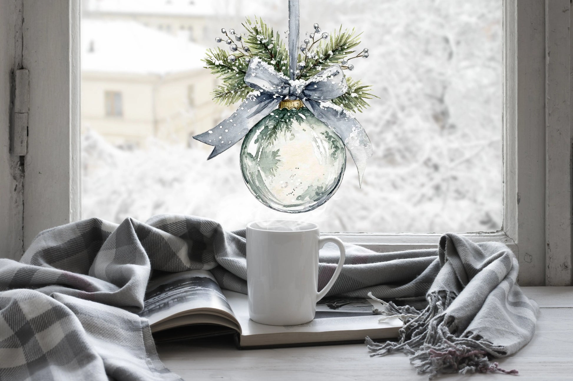Elegant Frosted Bauble Christmas Window Sticker Creative Windows