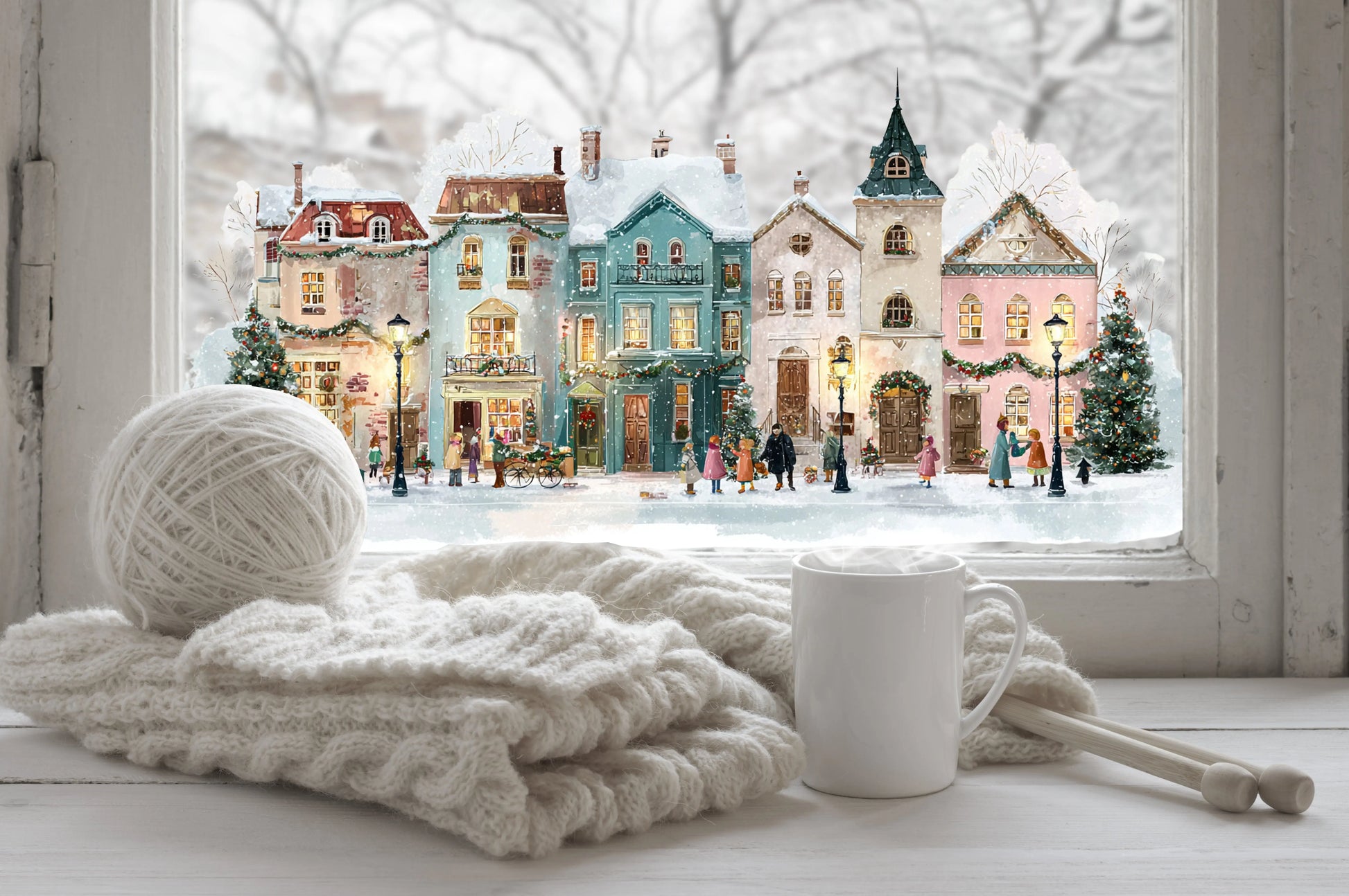 Christmas Village Window Sticker Creative Windows