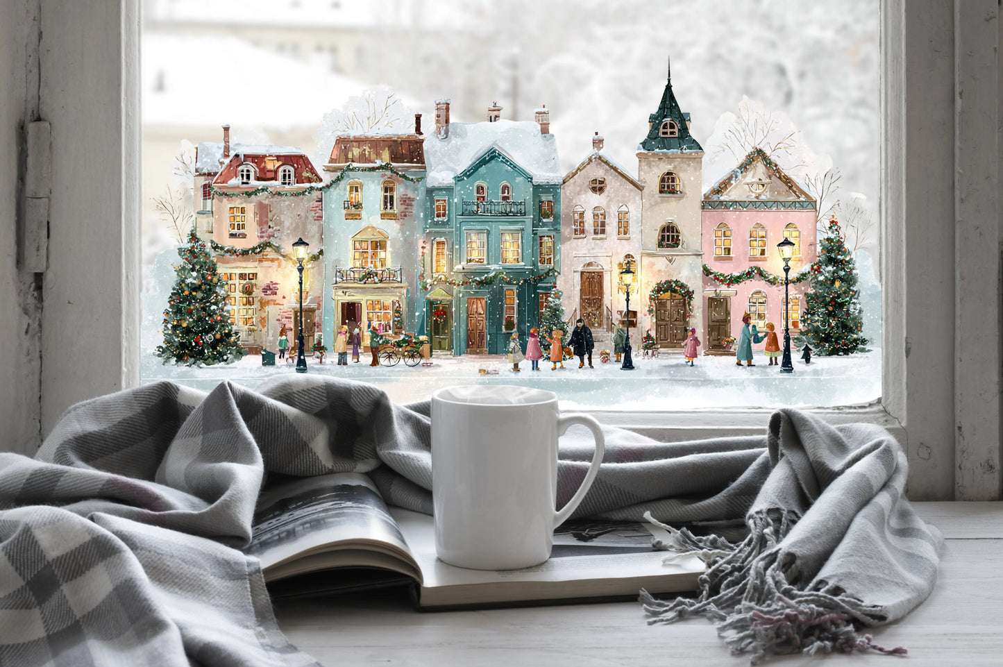 Christmas Village Window Sticker Creative Windows