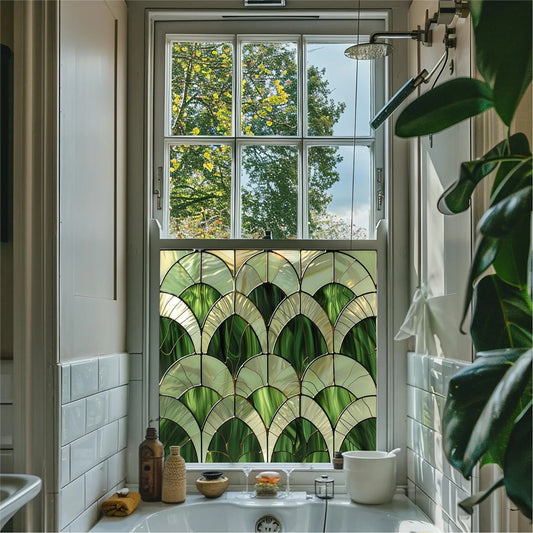 Green Art Deco Window Film: Apricale Stained Glass Privacy Window Film Creative Windows
