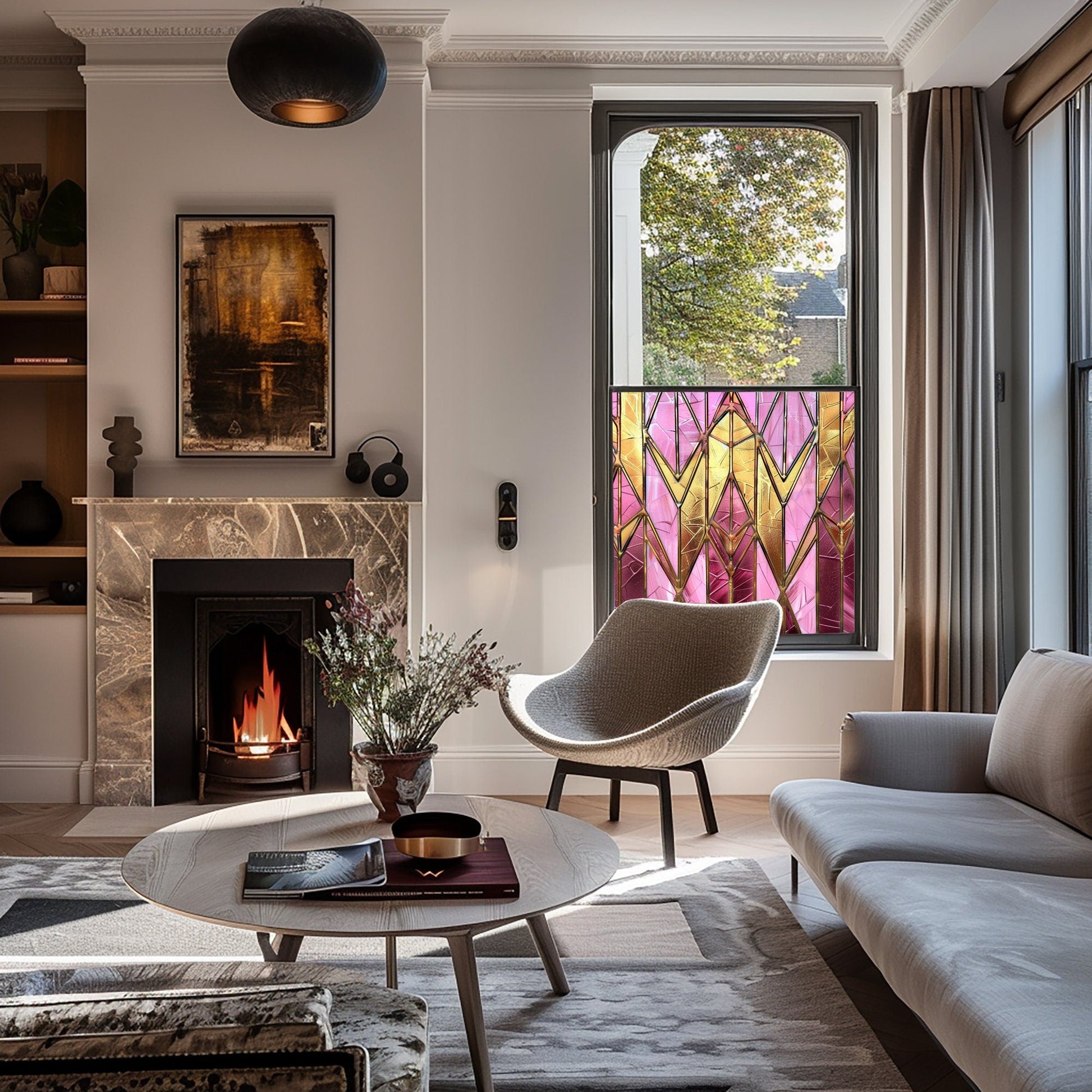 Art Deco Window Film, Privacy Window Film, Window Film, Decorative Window Film, Patterned Window Film, Coloured Window Film, Stained Glass Creative Windows