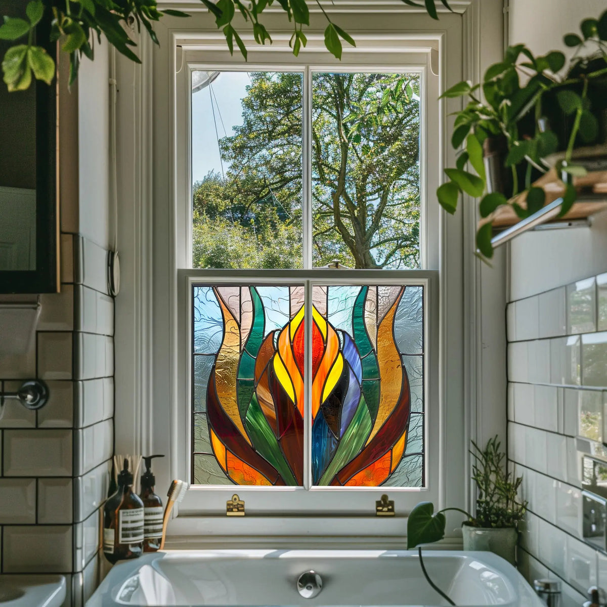 Naples Art Deco Stained Glass Window Film - Creative Windows