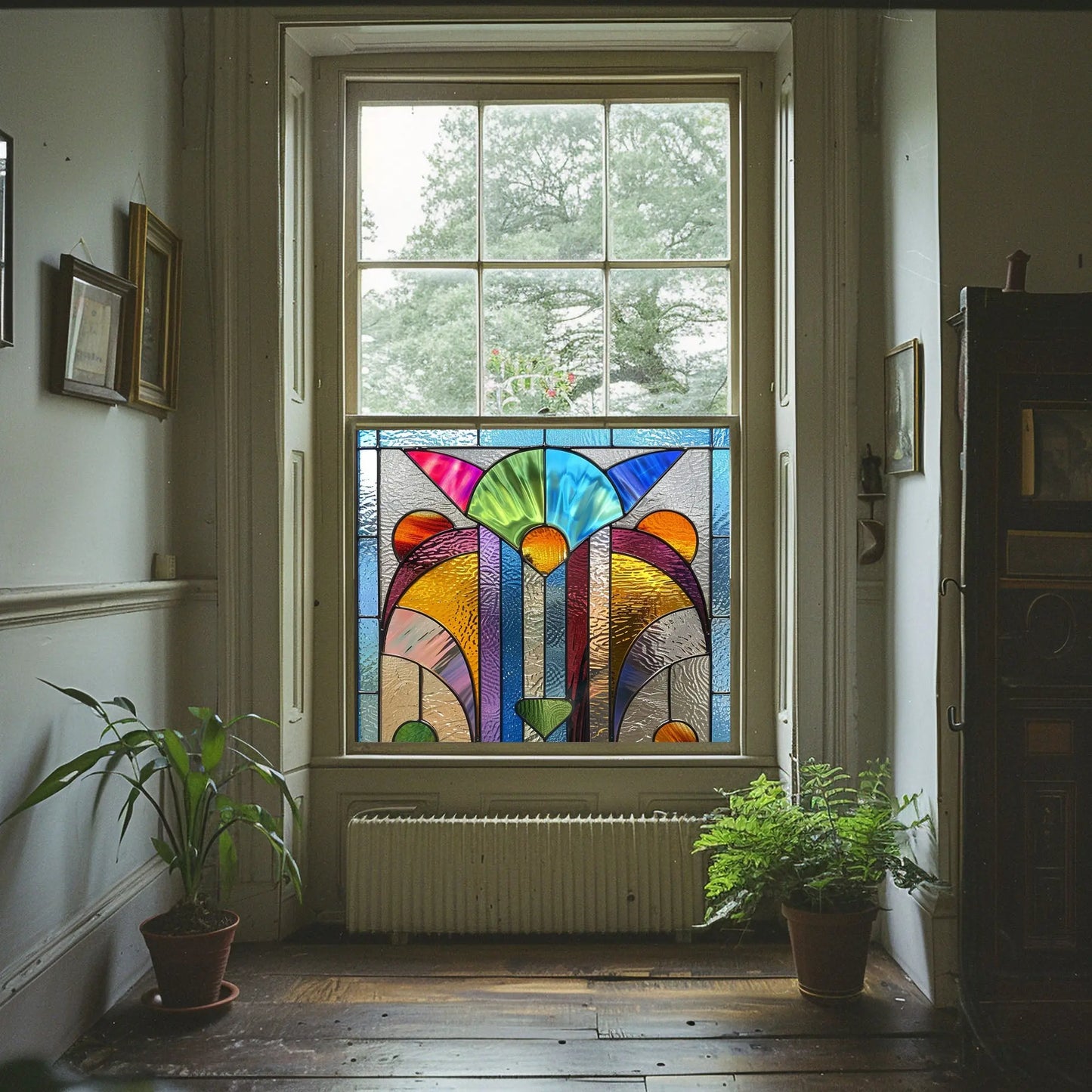  Art Deco Style Stained Glass Window Film