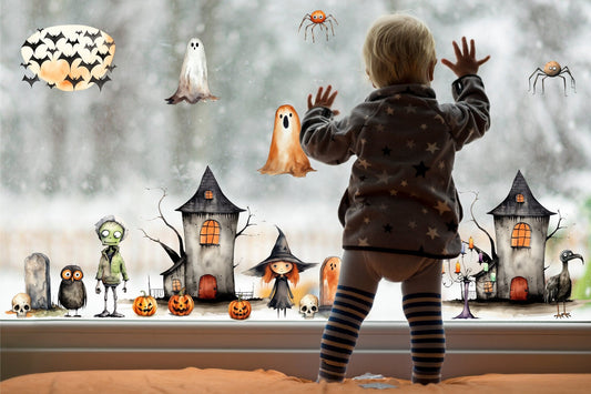 Double-Sided Reusable Halloween Window Stickers Creative Windows