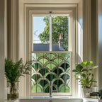 Stained Glass Privacy Window Film Green Fan Creative Windows