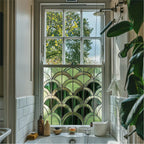 Stained Glass Privacy Window Film Green Fan Creative Windows