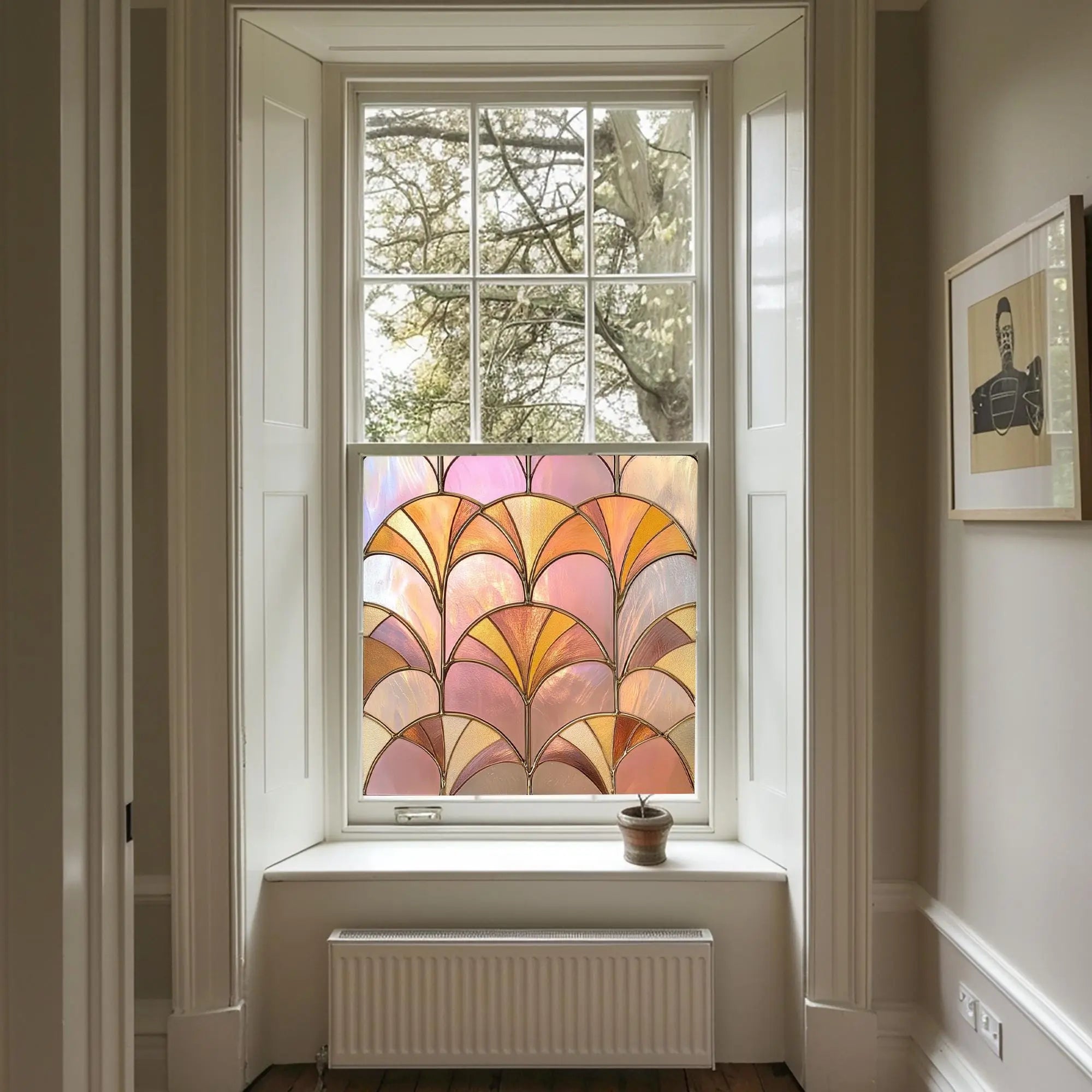 Stained Glass Privacy Window Film Pink Fan Creative Windows