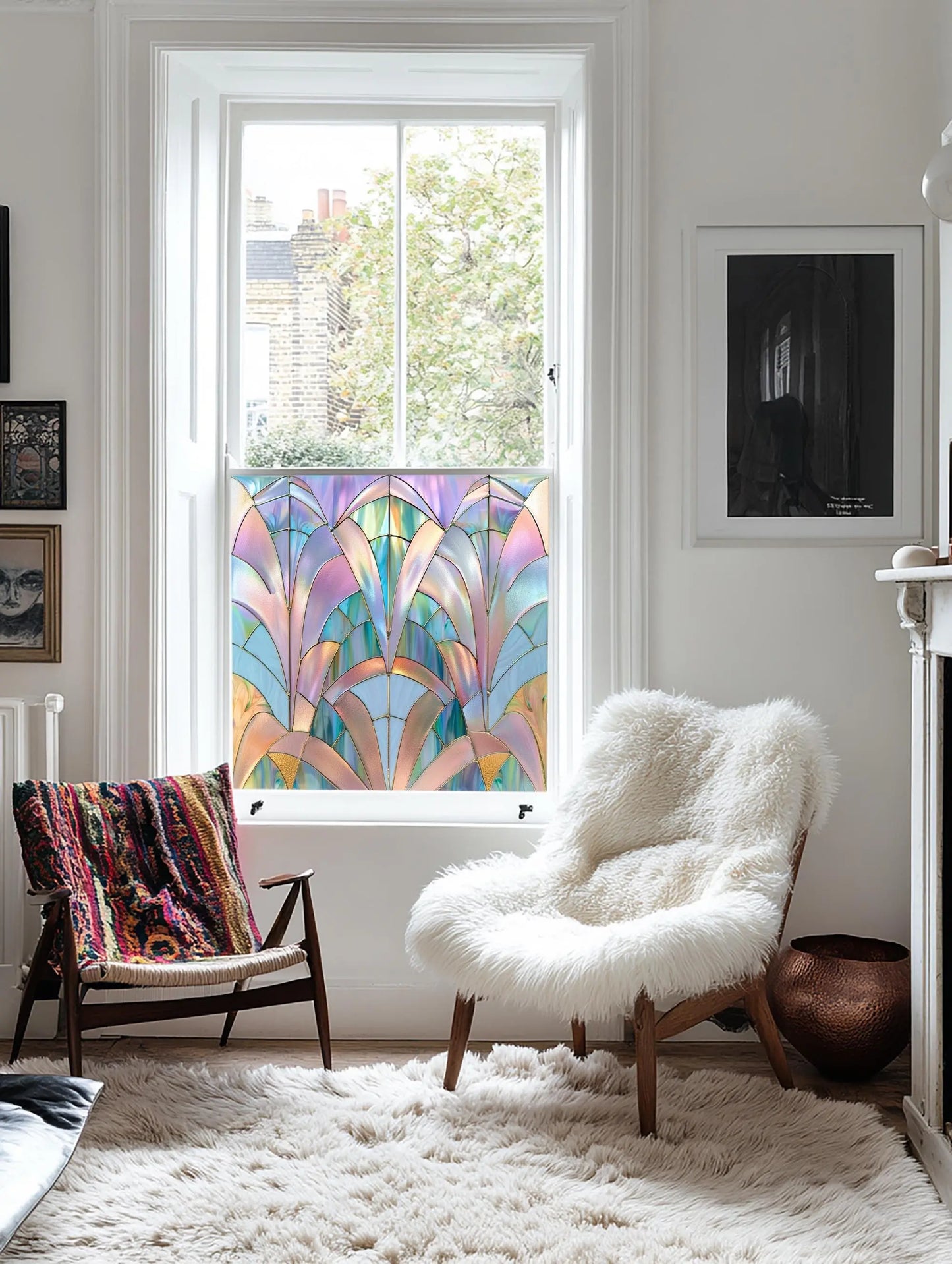 Window Film, Privacy Window Film, Art Deco Window Film, Decorative Window Film, Window, Front Door Window Film, Stained Glass Window Film Creative Windows