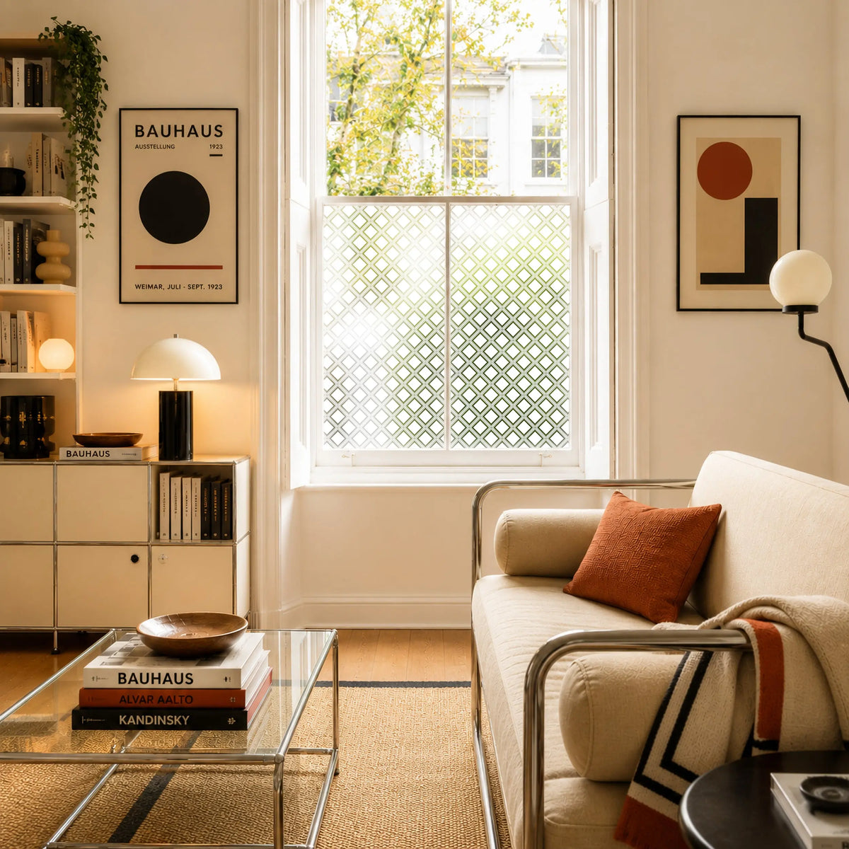 Privacy Window Film Geometric Diamond Pattern Frosted Glass Film