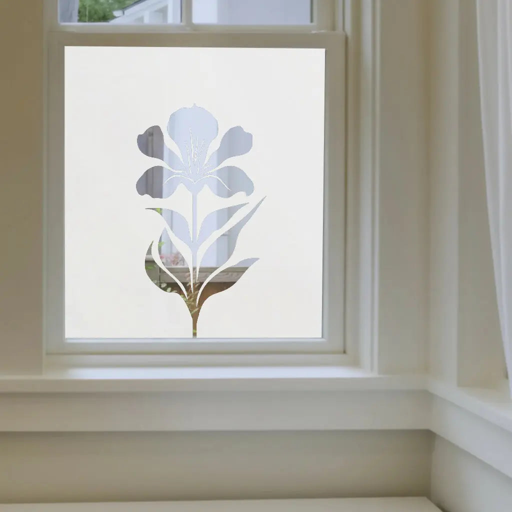 Corsico Frosted Window Film, Floral Privacy Film with Cut-Out Design Creative Windows