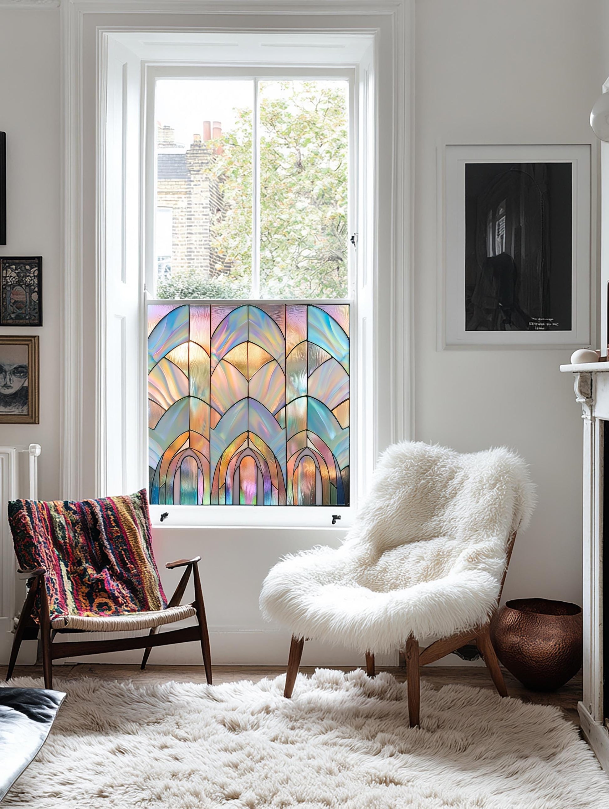Window Film, Privacy Window Film, Art Deco Window Film, Decorative Window Film, Window, Front Door Window Film, Stained Glass Window Film Creative Windows