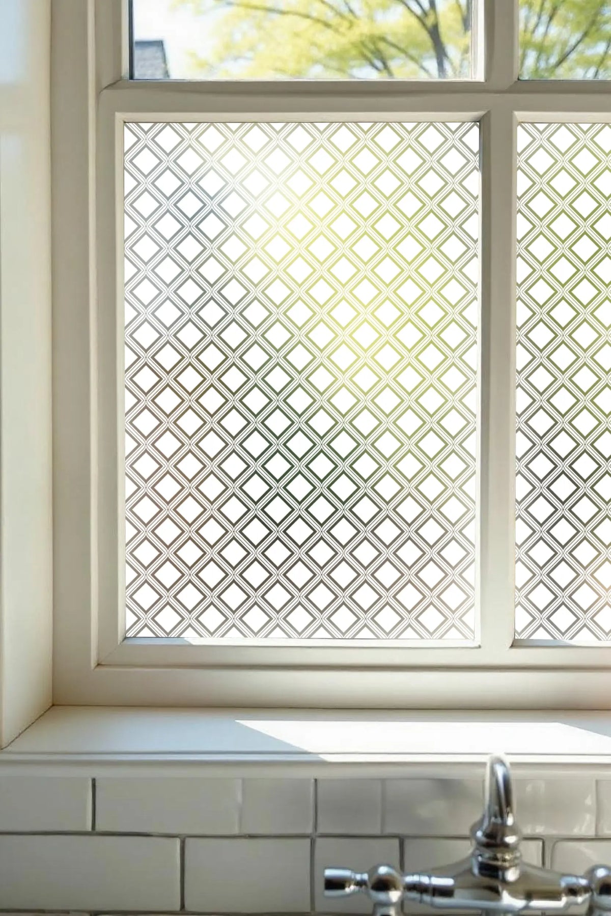 Privacy Window Film Geometric Diamond Pattern Frosted Glass Film