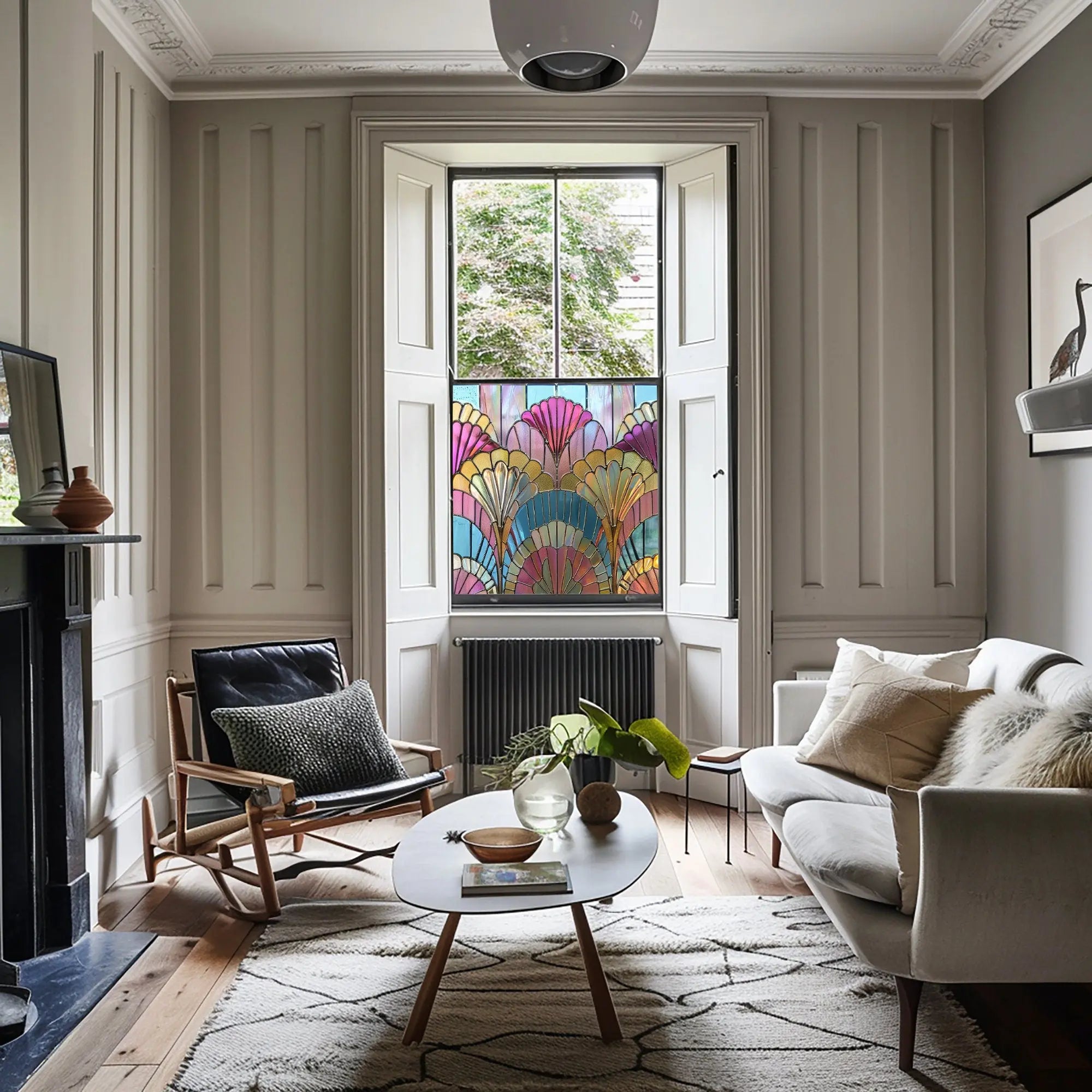 Zimone Privacy Stained  Glass Window Film Creative Windows