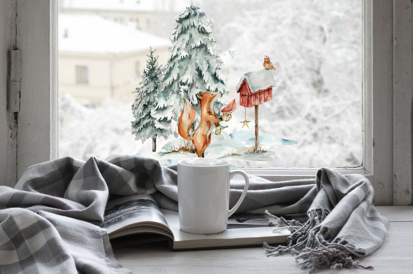 Bring the Magic Home with Double-Sided Reusable Christmas scene Window Sticker! Christmas Window Decal, Christmas Window Decorations Creative Windows