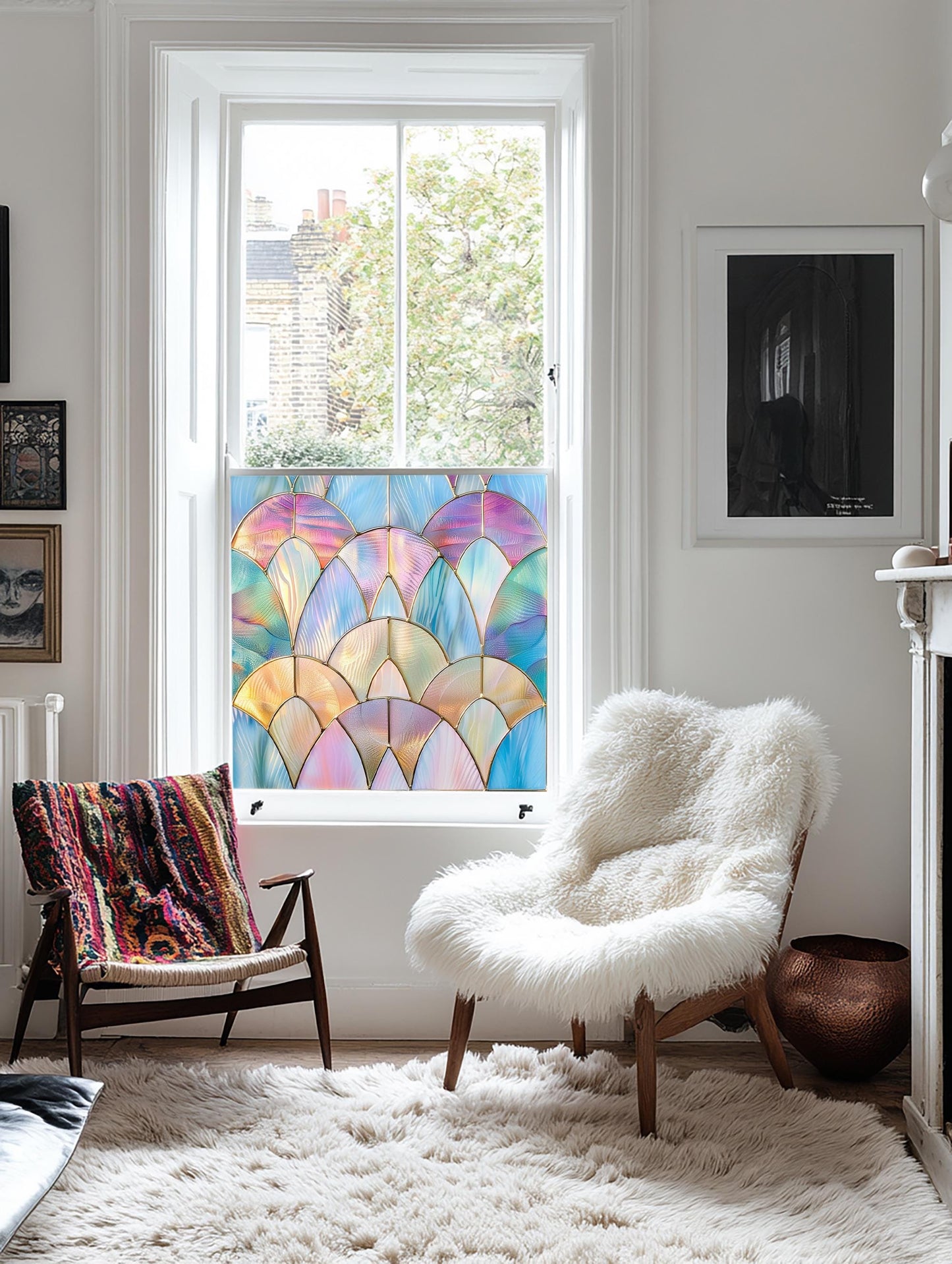 Pastel Window Film, Privacy Window Film, Art Deco Window Film, Decorative Window Film, Bathroom Window Film, Stained Glass Window Film Creative Windows