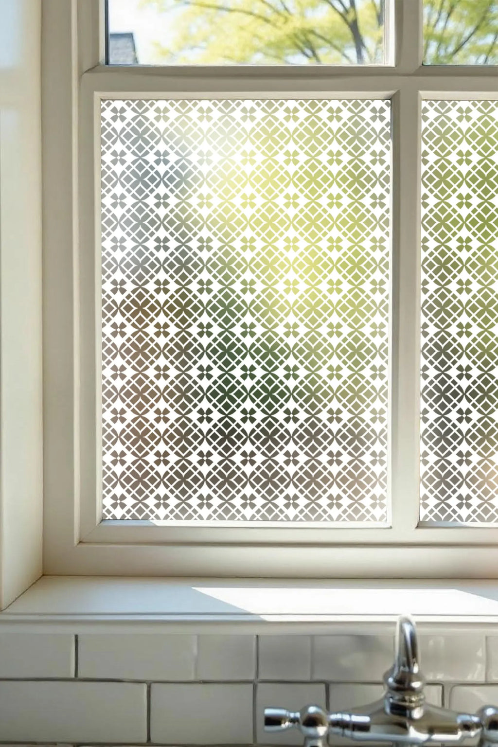 Privacy Window Film Interlocking Geometric Pattern Frosted Glass Film