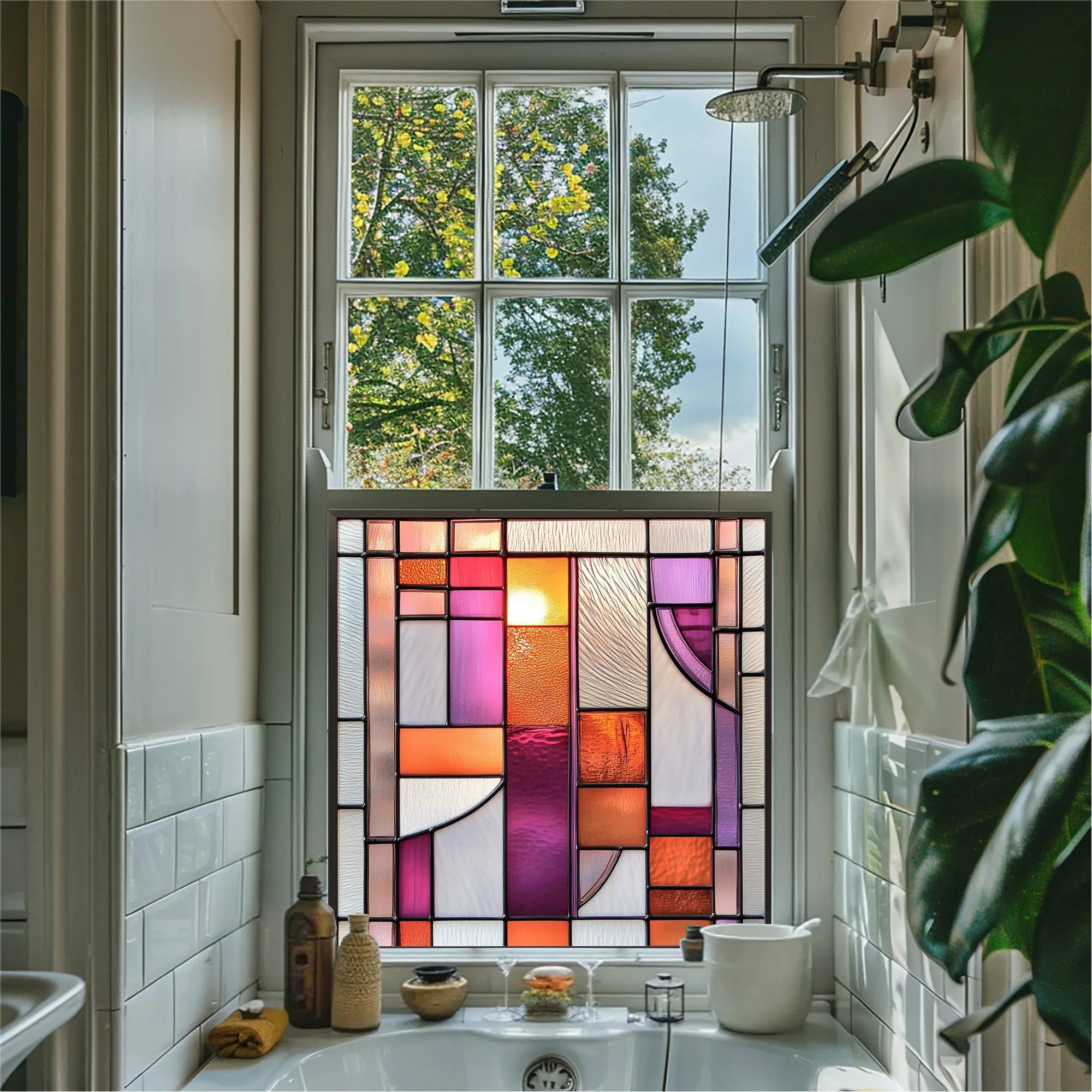 Art Deco Window Film - Nuvolento Privacy Stained Glass Window Film Creative Windows