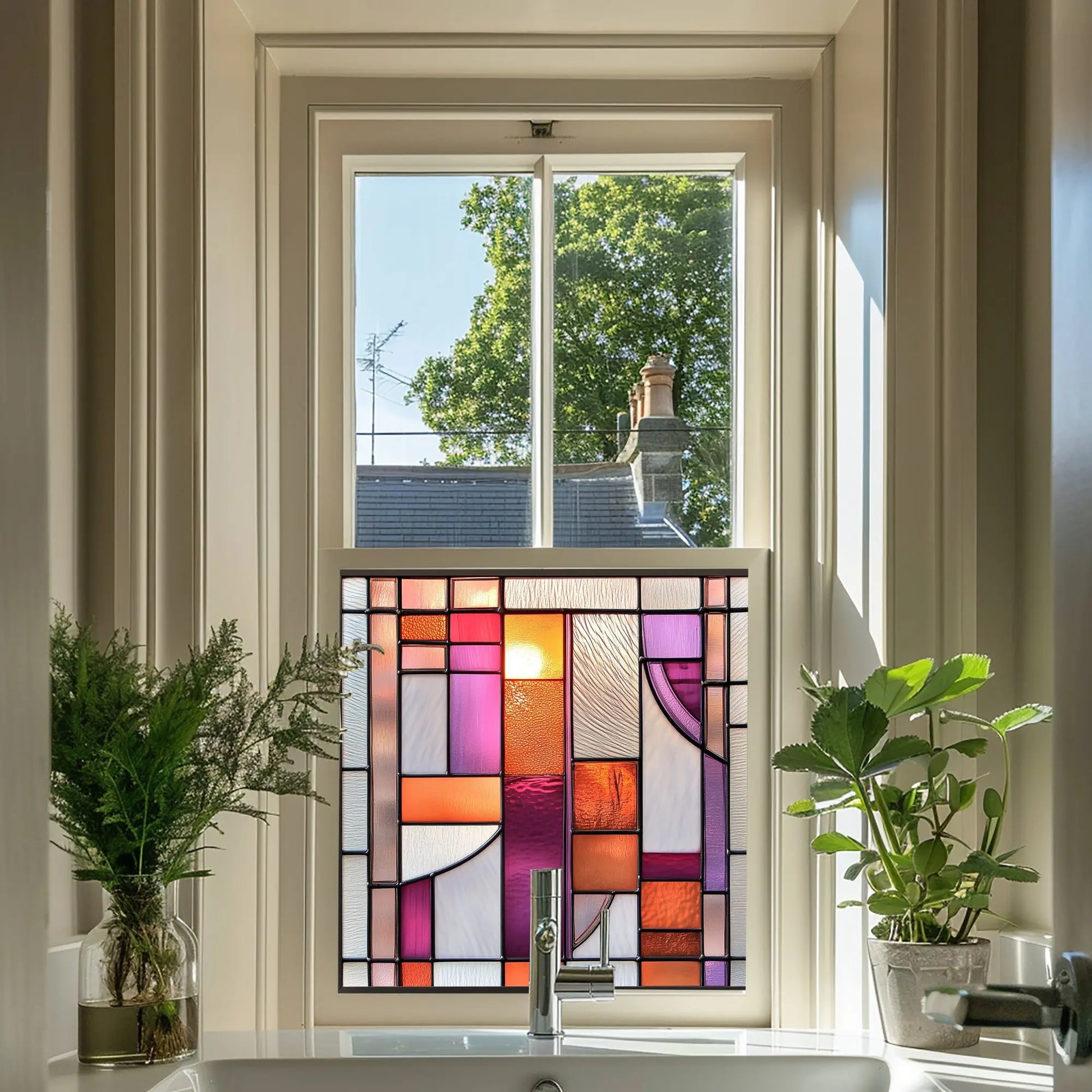 Art Deco Window Film - Nuvolento Privacy Stained Glass Window Film Creative Windows
