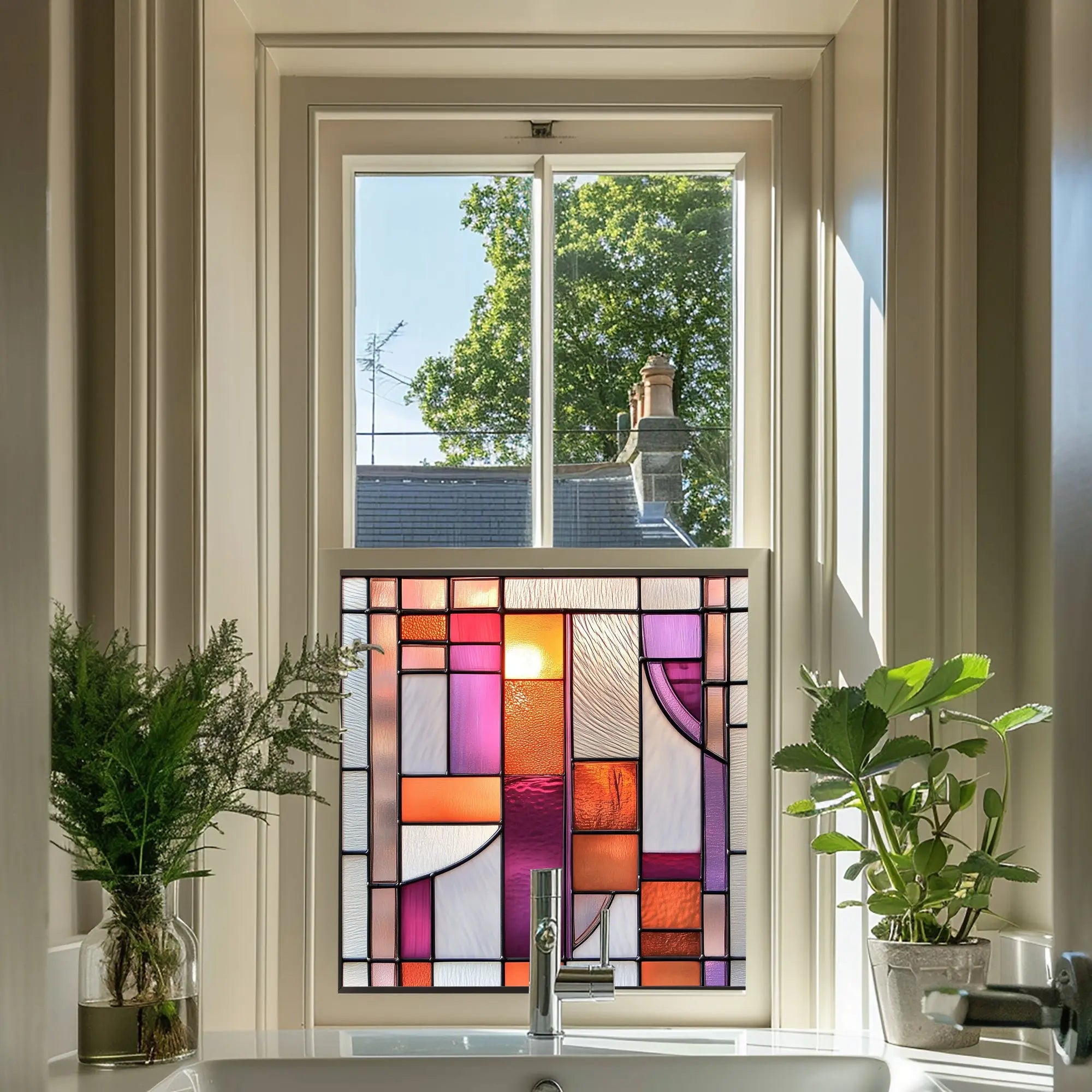 Art Deco Window Film - Nuvolento Privacy Stained Glass Window Film Creative Windows