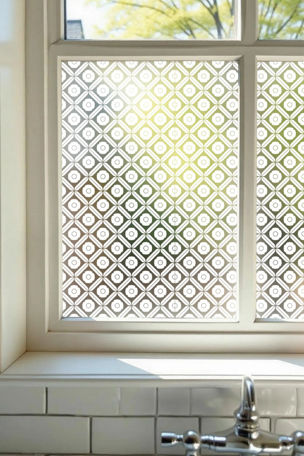 Privacy Window Film Geometric Tile Pattern Frosted Glass Film