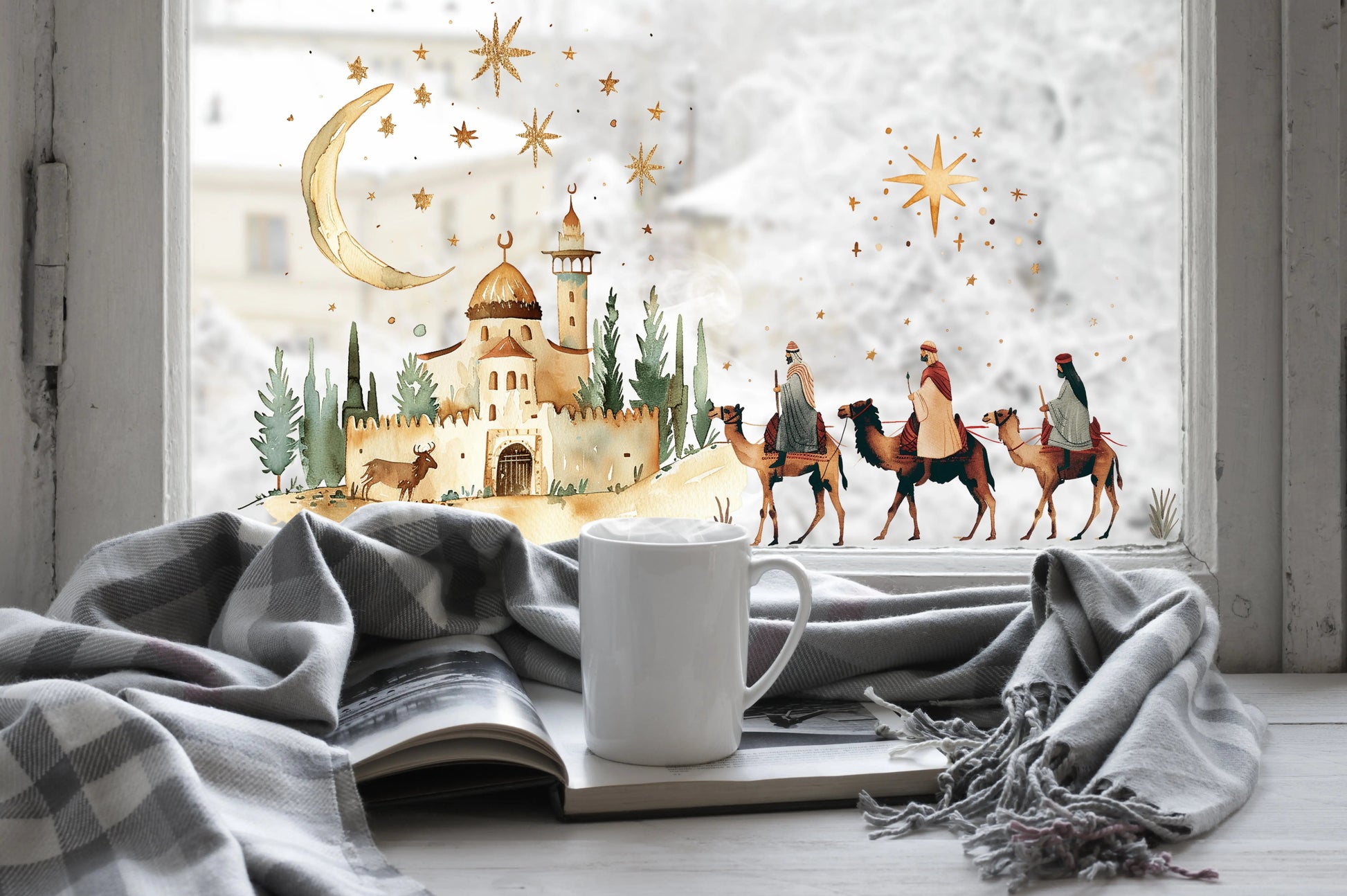 Three Kings Nativity Window Cling: Double-Sided Reusable Christmas Sticker Creative Windows