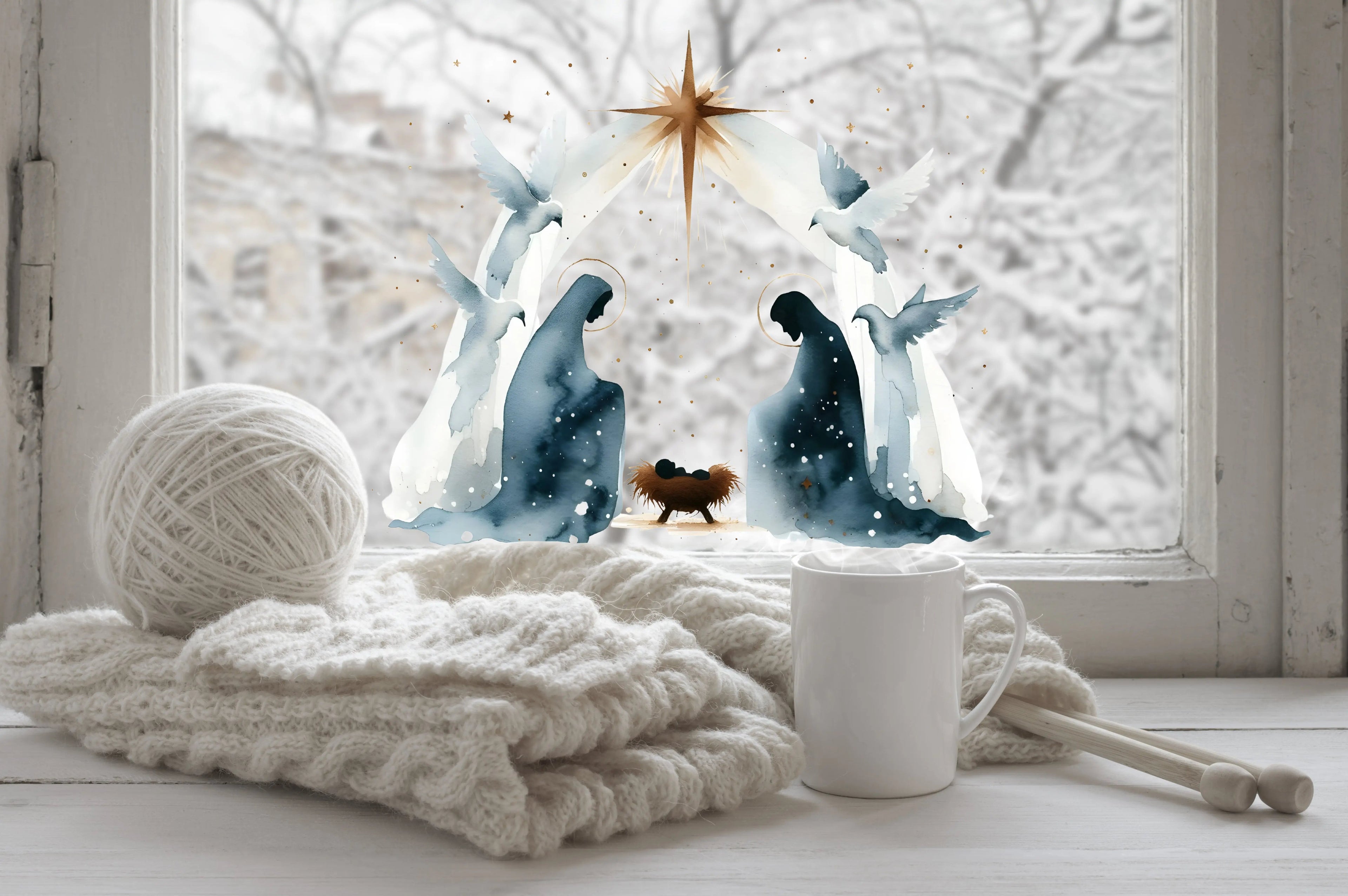 Nativity Window Cling: Reusable Double-Sided Christmas Decoration Creative Windows
