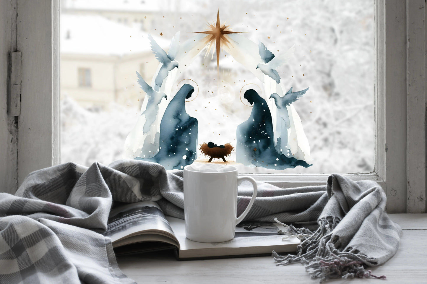 Nativity Window Cling: Reusable Double-Sided Christmas Decoration Creative Windows