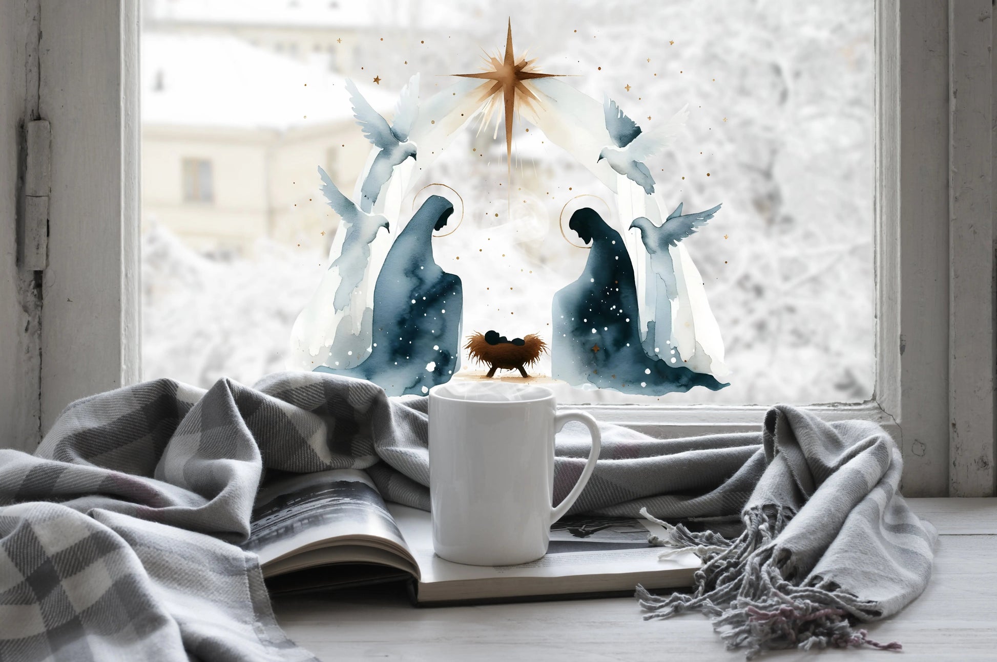 Nativity Window Cling: Reusable Double-Sided Christmas Decoration Creative Windows