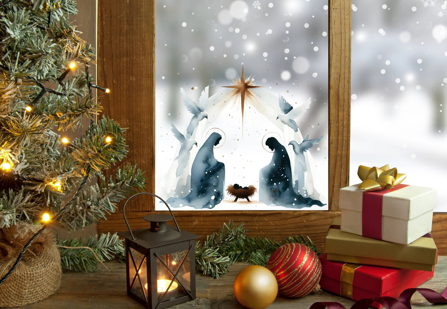 Nativity Window Cling: Reusable Double-Sided Christmas Decoration Creative Windows