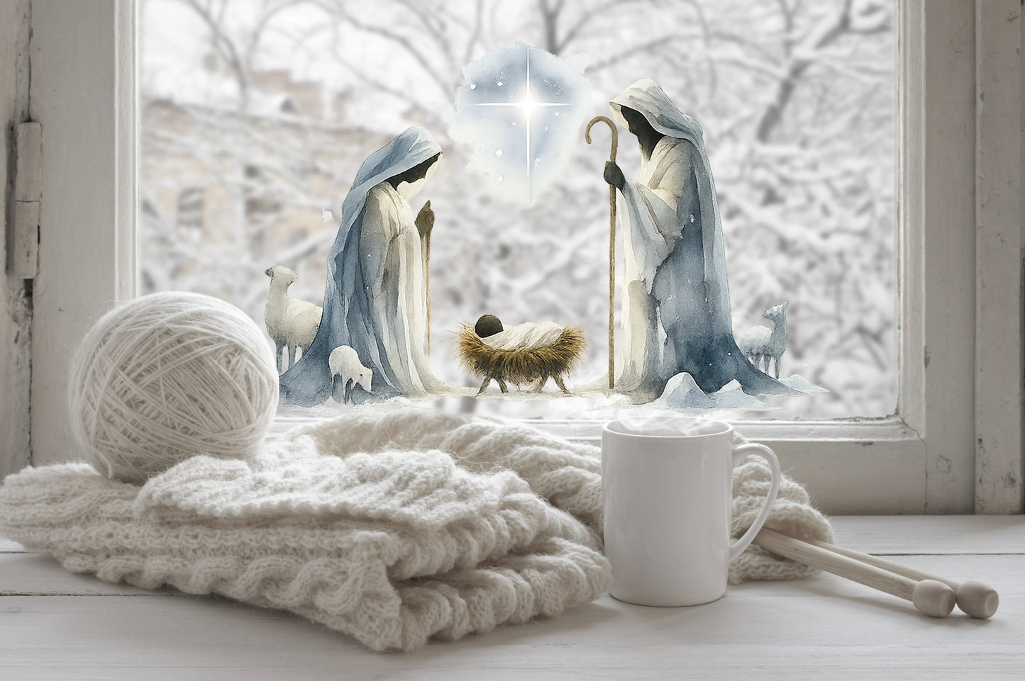 Nativity Window Cling: Reusable Double-Sided Christmas Decoration Creative Windows