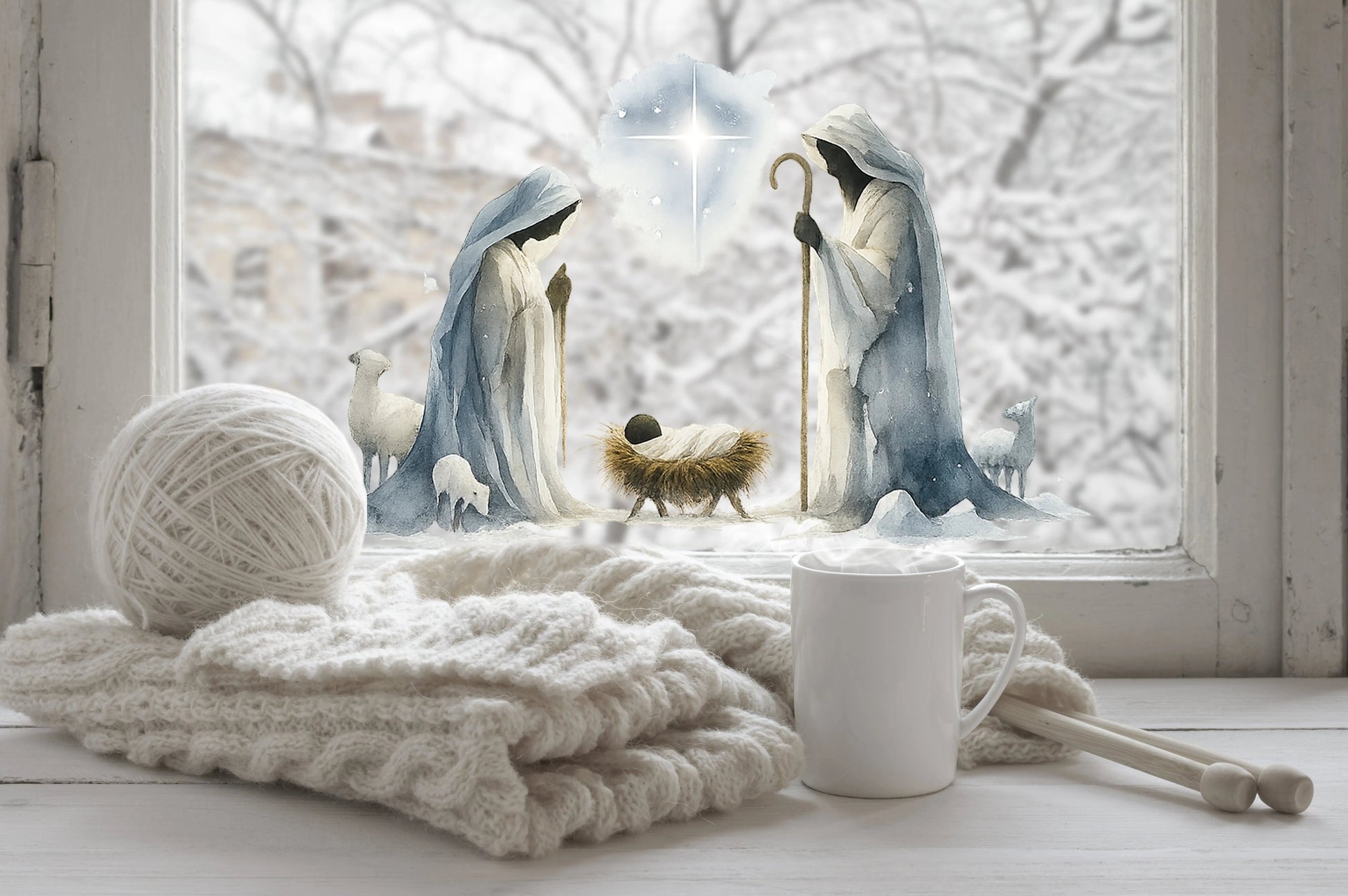 Nativity Window Cling: Reusable Double-Sided Christmas Decoration Creative Windows