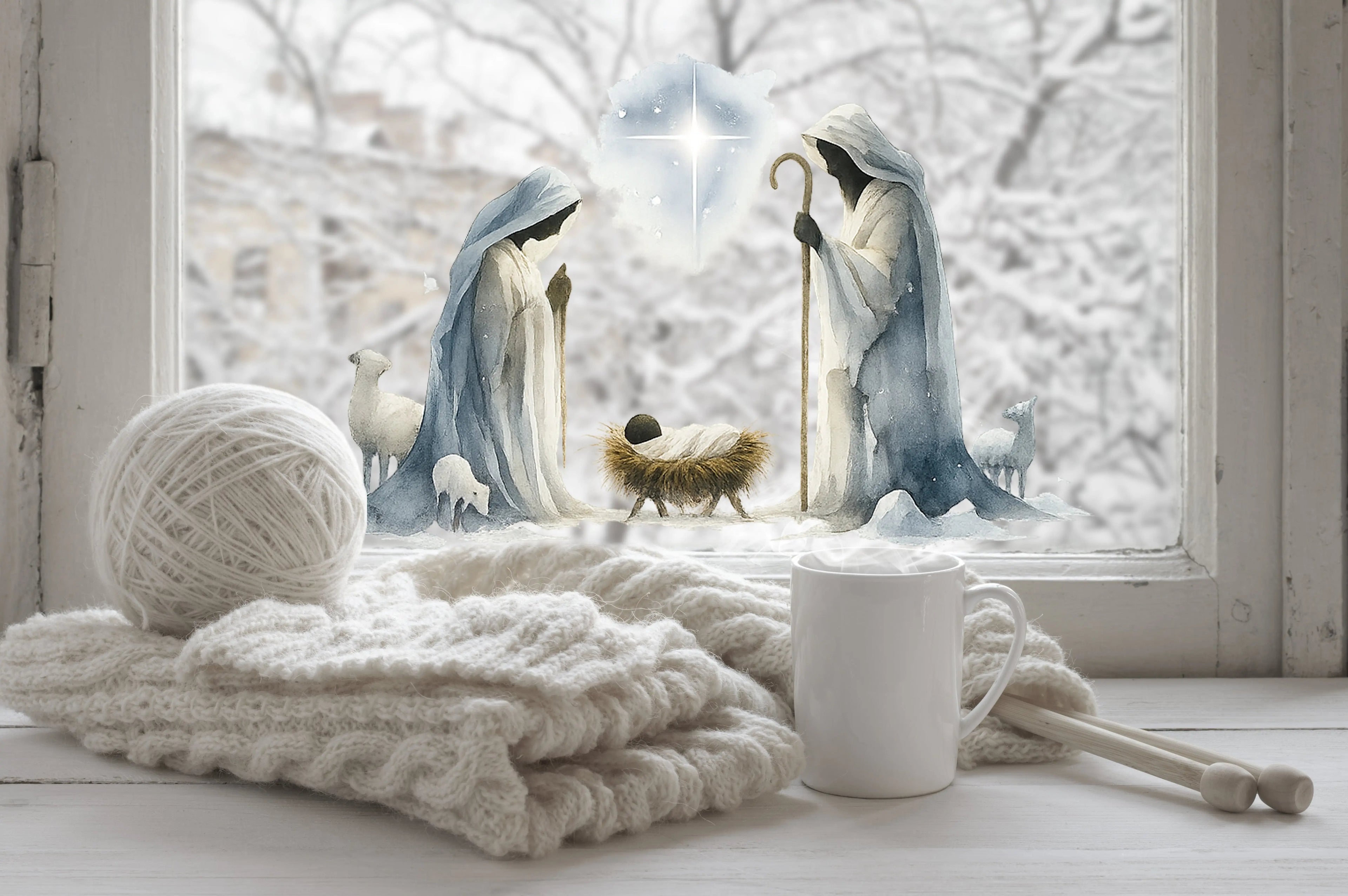 Nativity Window Cling: Reusable Double-Sided Christmas Decoration Creative Windows