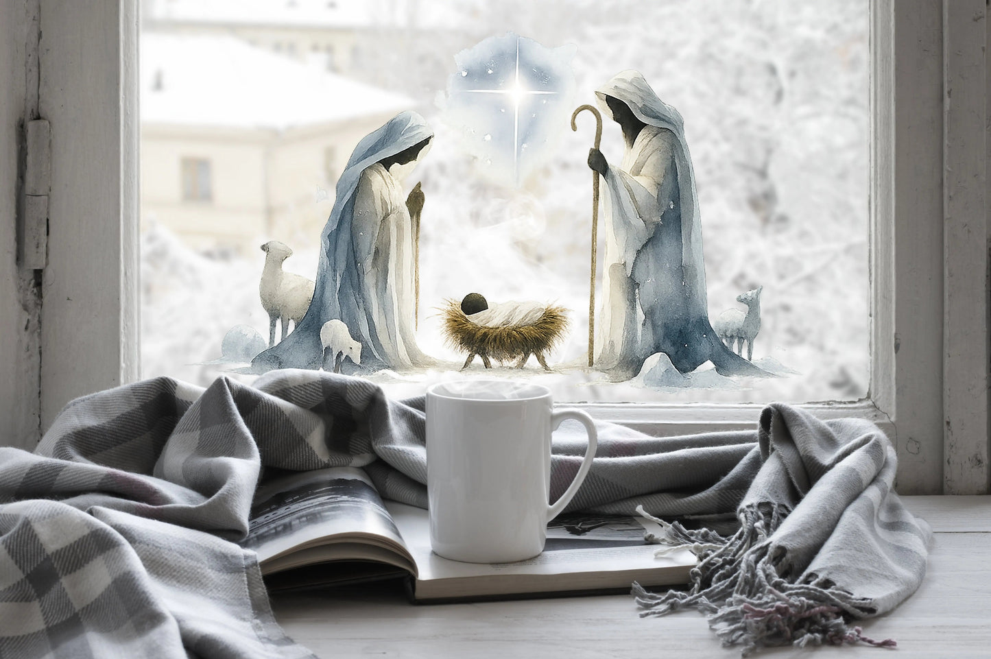Nativity Window Cling: Reusable Double-Sided Christmas Decoration Creative Windows