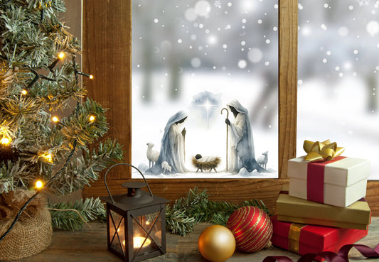 Nativity Window Cling: Reusable Double-Sided Christmas Decoration Creative Windows