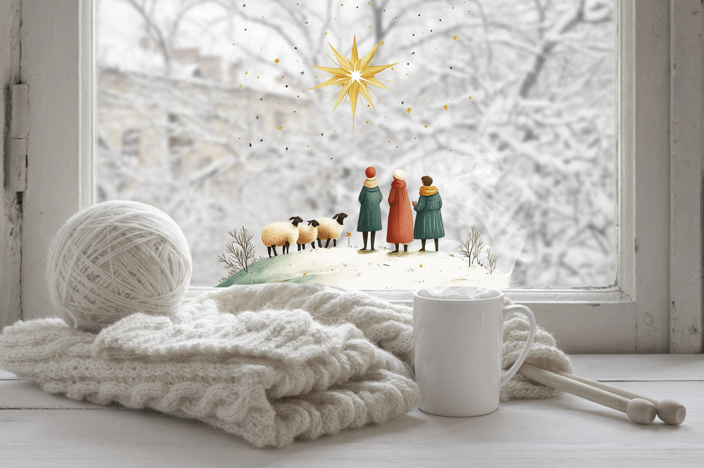 Three Kings Nativity Window Cling: Reusable Christmas Window Sticker Creative Windows