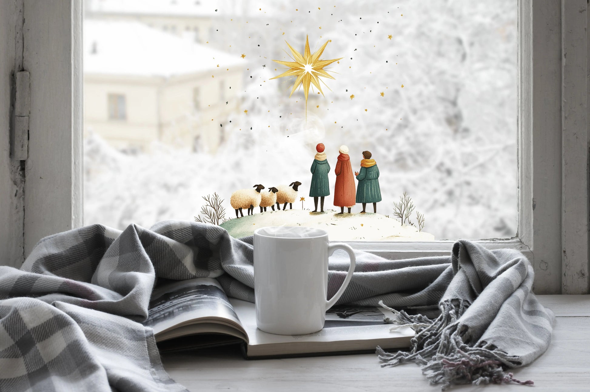 Three Kings Nativity Window Cling: Reusable Christmas Window Sticker Creative Windows